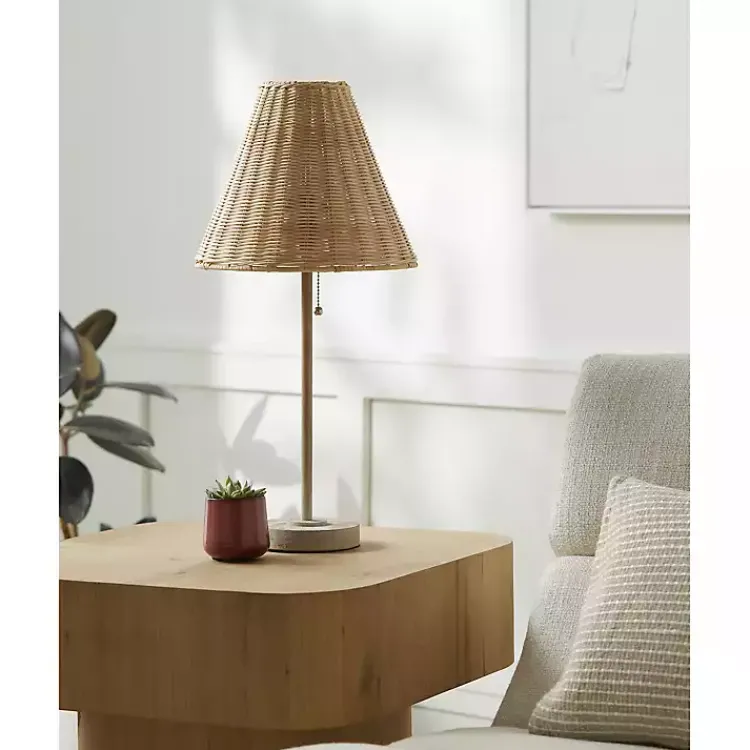 Table Lamps-Kirklands Home Sirocco Table Lamp with Rattan Shade Gray