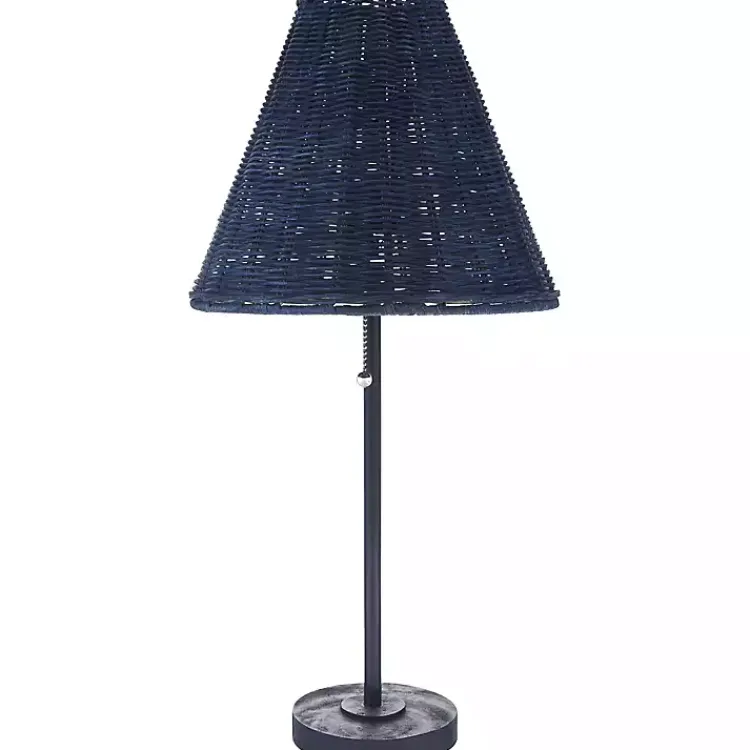 Table Lamps-Kirklands Home Sirocco Table Lamp with Rattan Shade Blue