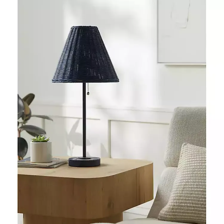 Table Lamps-Kirklands Home Sirocco Table Lamp with Rattan Shade Blue