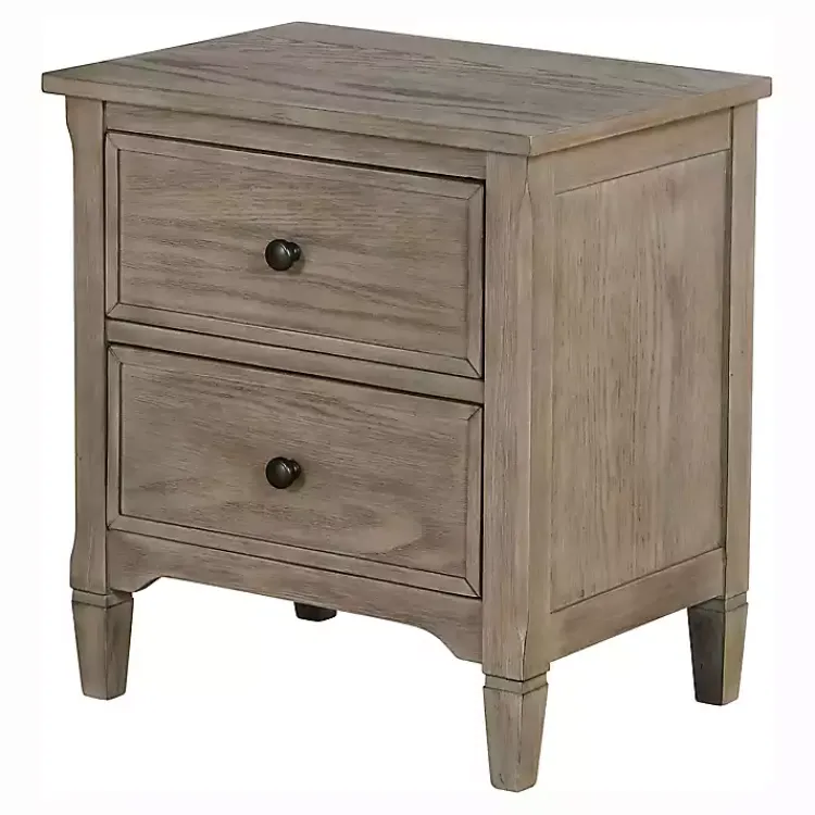 Nightstands-Kirklands Home Graywash Wood 2-Drawer Lyla Nightstand Brown