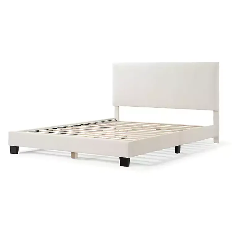 Beds & Headboards-Kirklands Home Boucle Karson Queen Platform Bed White