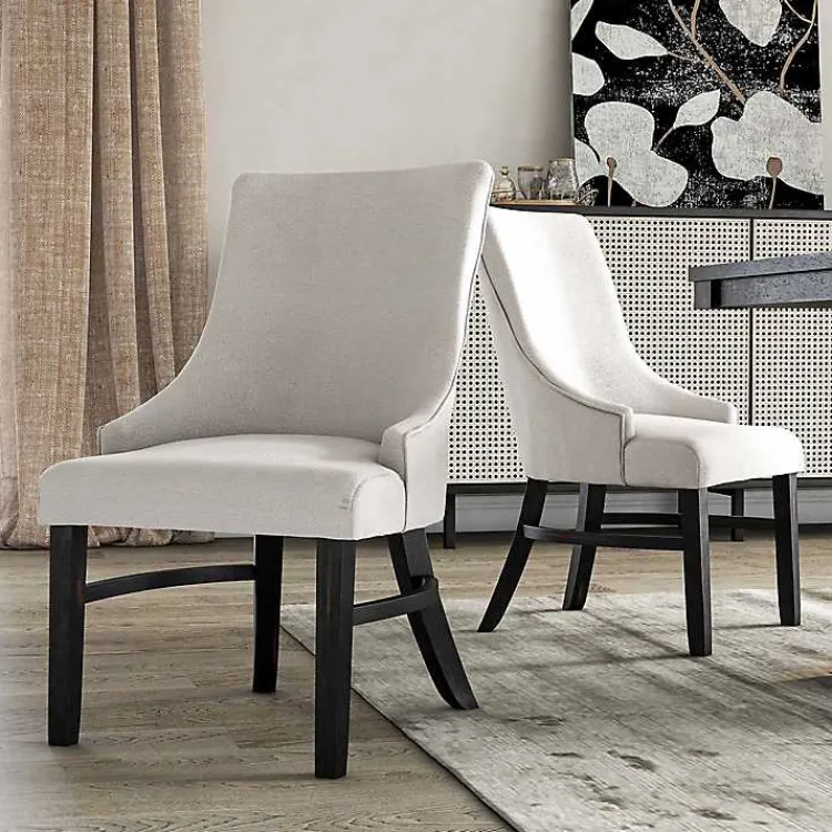 Dining Chairs-Kirklands Home Neutral Wingback Dining Chairs, Set of 2 Ivory
