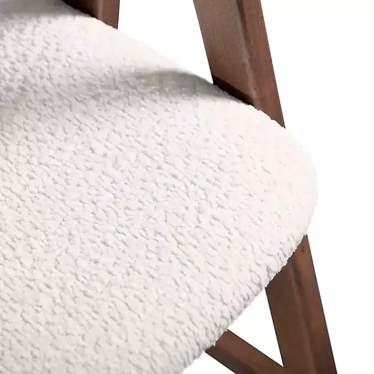 Bar Stools & Counter Height Stools-Kirklands Home Boucle Wood Penny Counter Stools, Set of 2 White