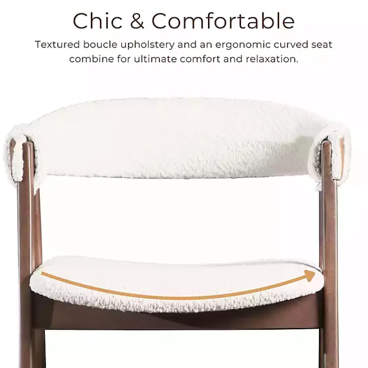 Bar Stools & Counter Height Stools-Kirklands Home Boucle Wood Penny Counter Stools, Set of 2 White