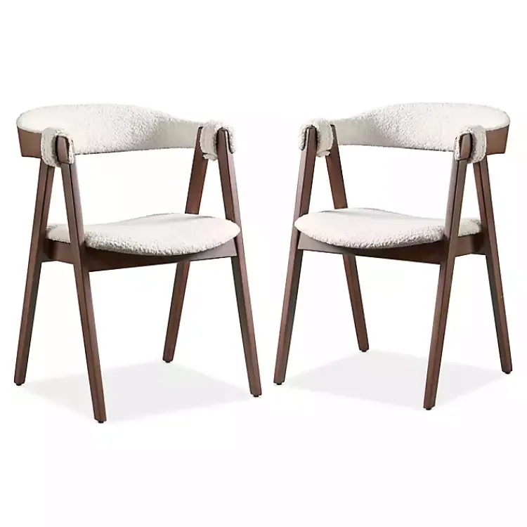 Dining Chairs-Kirklands Home Boucle Wood Penny Dining Chairs, Set of 2 White
