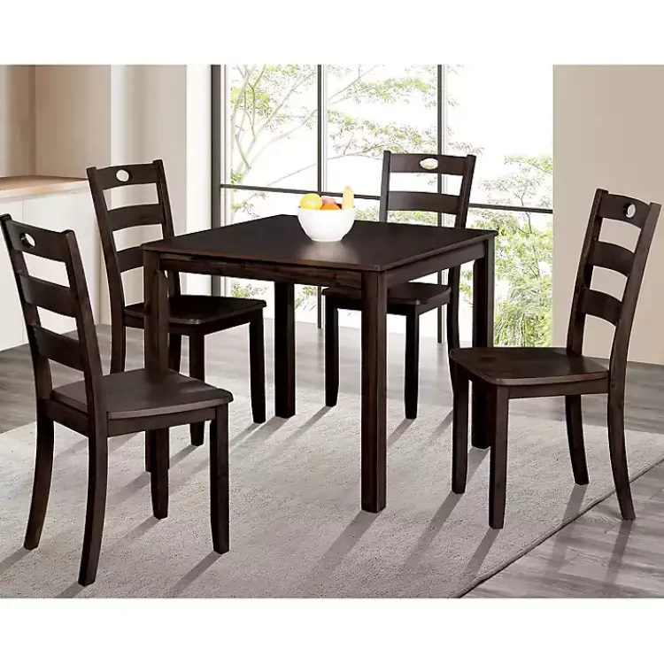 Dining Sets-Kirklands Home Espresso Wood Brooke 5-pc. Dining Furniture Set