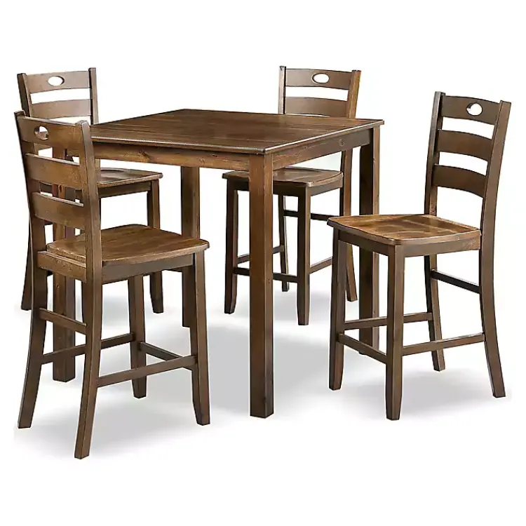 Dining Sets-Kirklands Home Walnut Wood Brooke 5-pc. Counter Height Set Brown