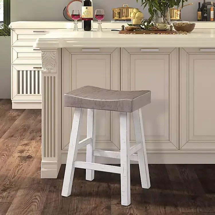 Bar Stools & Counter Height Stools-Kirklands Home & White Cooper Counter Stools, Set of 2 Gray