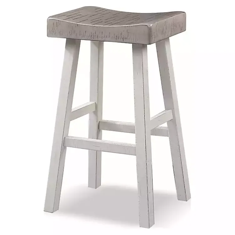 Bar Stools & Counter Height Stools-Kirklands Home & White Backless Cooper Bar Stools, Set of 2 Gray