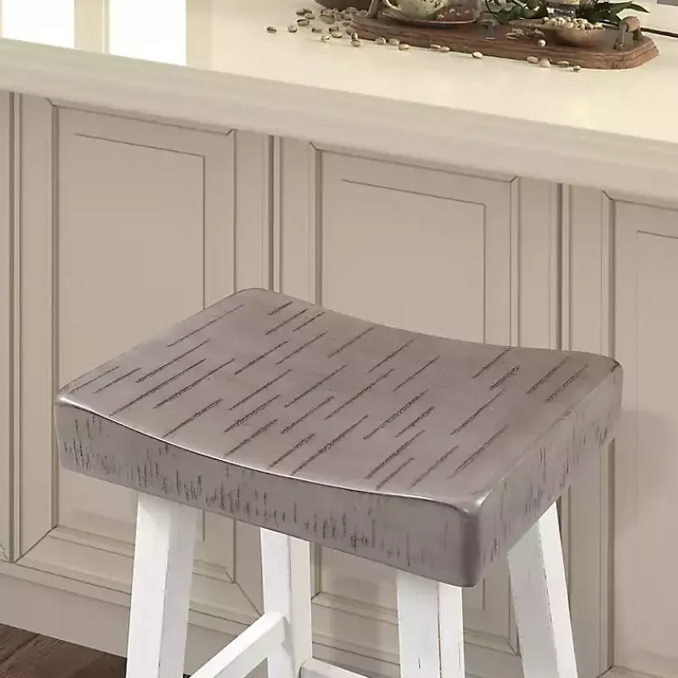 Bar Stools & Counter Height Stools-Kirklands Home & White Backless Cooper Bar Stools, Set of 2 Gray