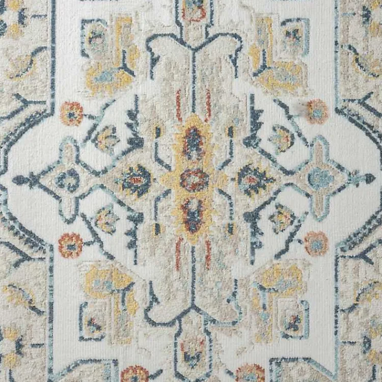 Area Rugs-Kirklands Home Medallion Ivory Rust Runner, 2x8