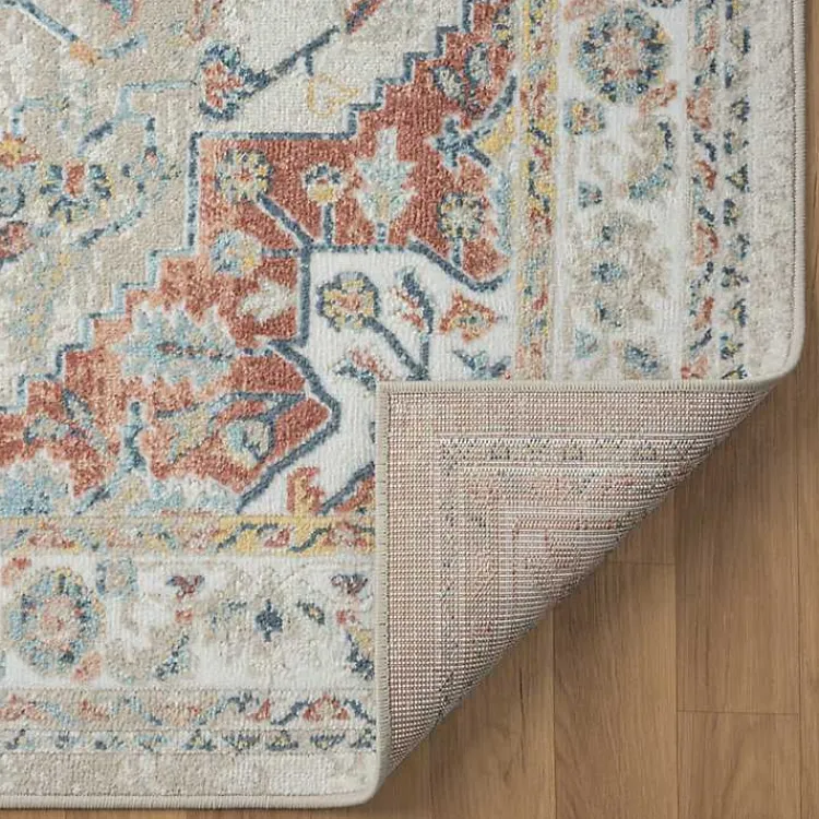 Area Rugs-Kirklands Home Medallion Rust Area Rug, 5x7 Ivory