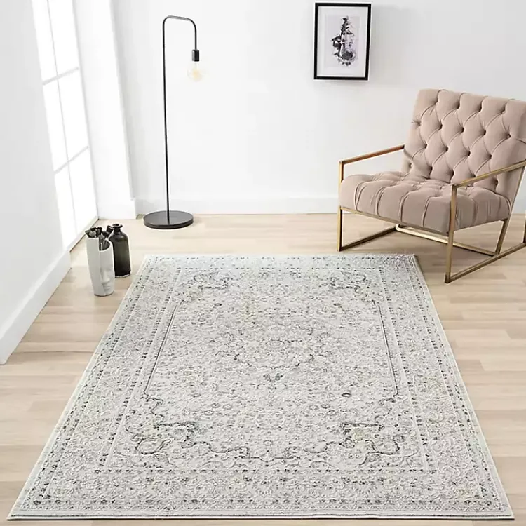 Area Rugs-Kirklands Home Isabella Gray and Ivory Area Rug, 4x6