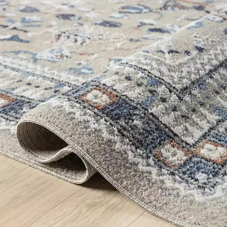 Area Rugs-Kirklands Home Vista Blue Beige Runner, 2x7