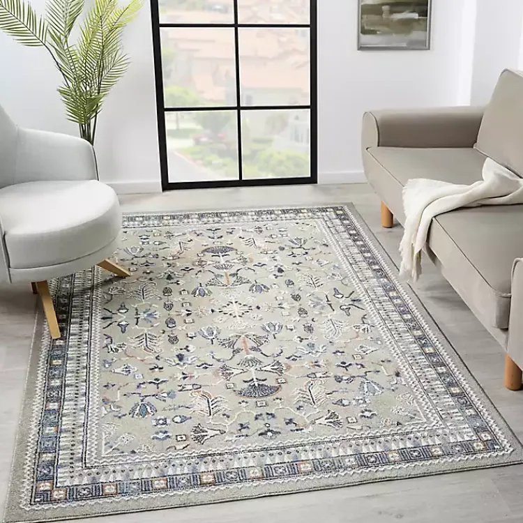 Area Rugs-Kirklands Home Vista Blue Beige Area Rug, 5x7