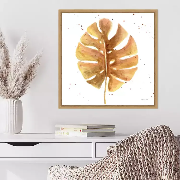 Canvas Art-Kirklands Home Golden Palm Framed Canvas Art Print