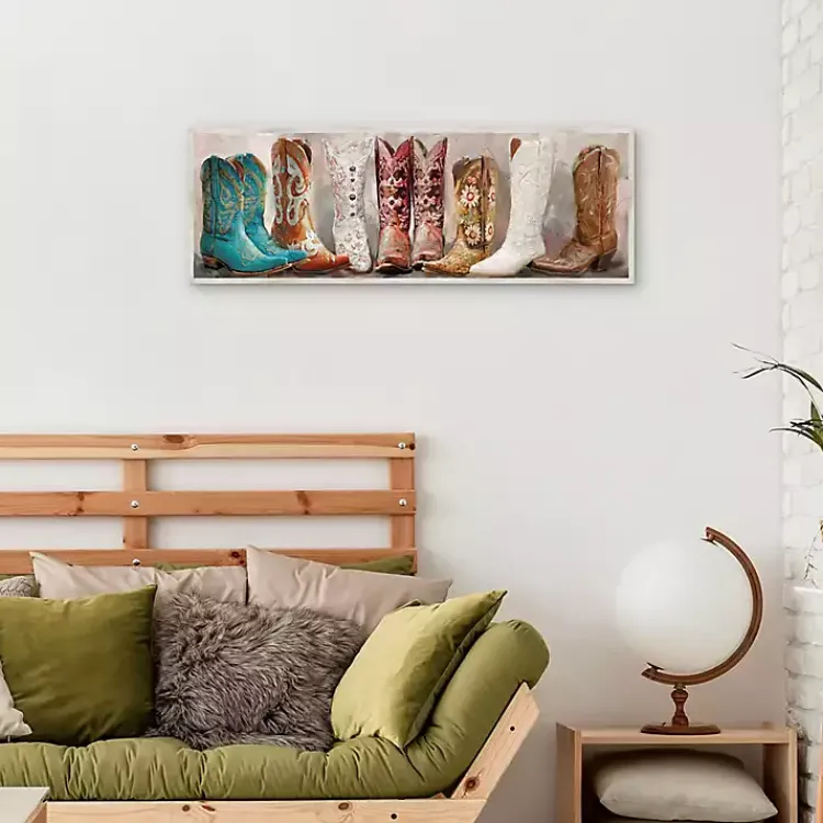 Canvas Art-Kirklands Home Colorful Cowgirl Boots Framed Canvas Art Print