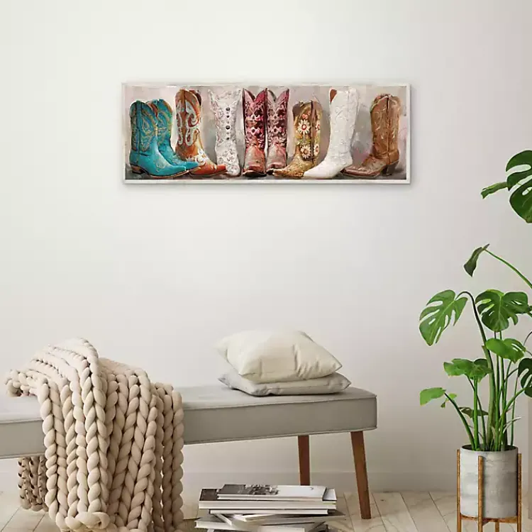 Canvas Art-Kirklands Home Colorful Cowgirl Boots Framed Canvas Art Print