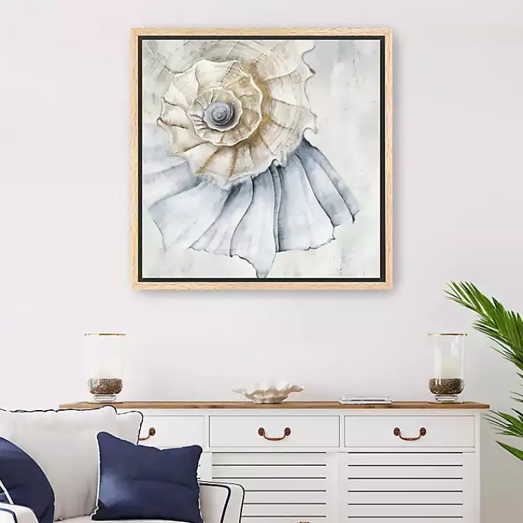 Canvas Art-Kirklands Home Blue Spiral Shell Framed Canvas Art Print