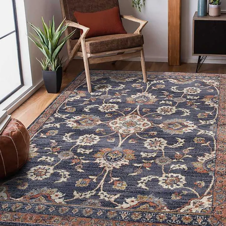 Area Rugs-Kirklands Home Jordan Bea Navy Blue Area Rug, 6x9