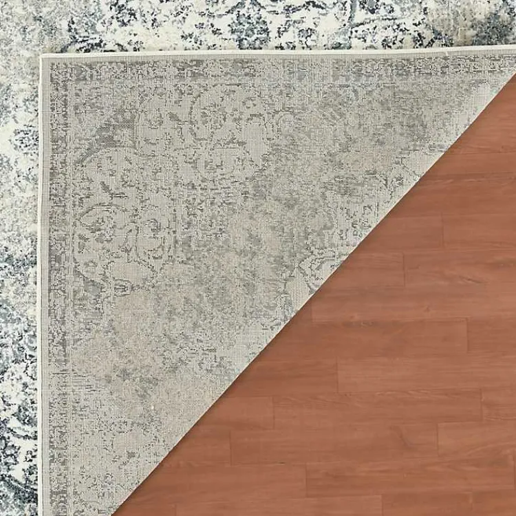 Area Rugs-Kirklands Home Cholet Ivory Blue Medallion Area Rug, 5x7