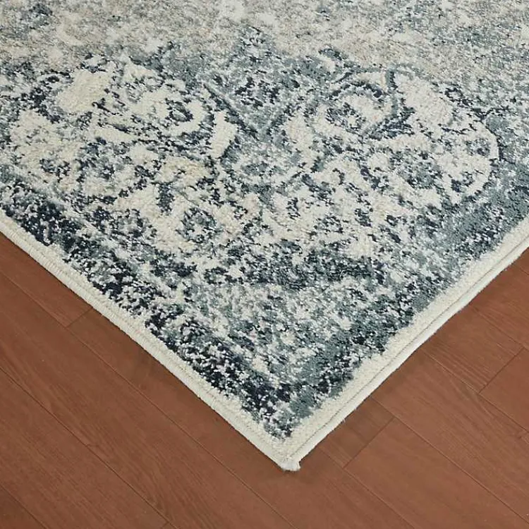 Area Rugs-Kirklands Home Cholet Ivory Blue Medallion Area Rug, 7x9