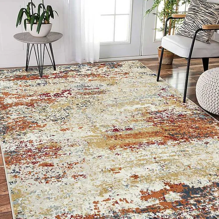 Area Rugs-Kirklands Home Bastia Ivory Orange Area Rug, 7x9 Multi