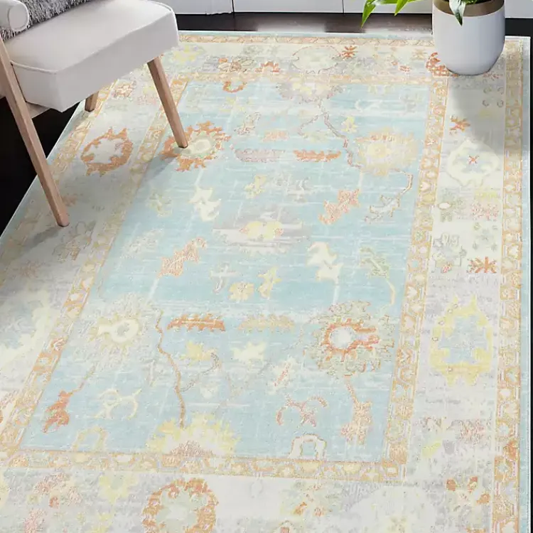 Area Rugs-Kirklands Home Bohemian Gretna Aqua Beige Accent Rug, 2x3