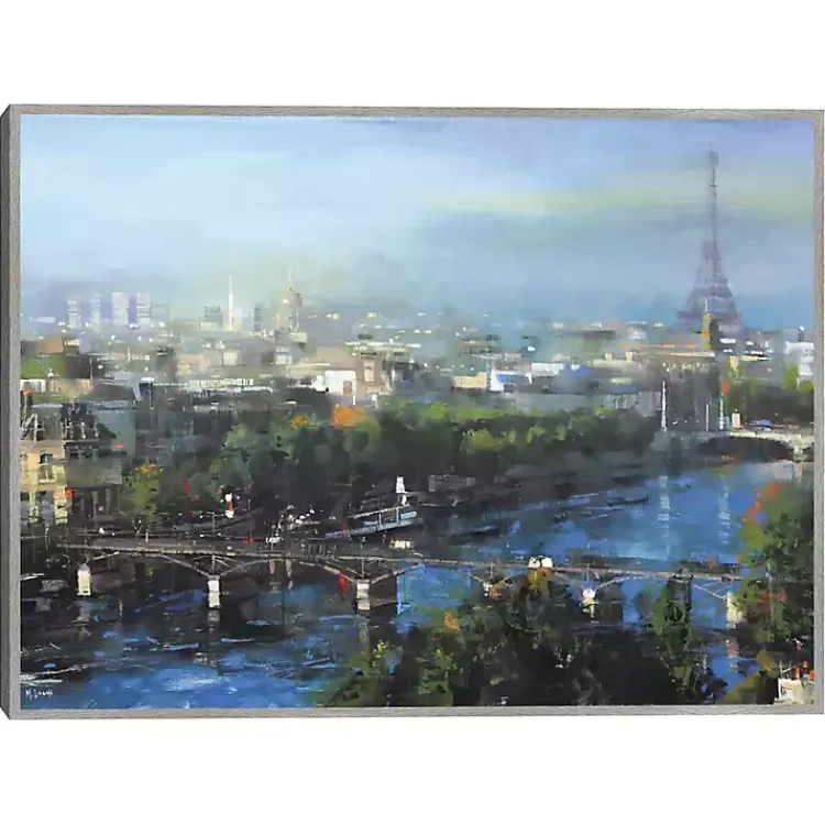 Canvas Art-Kirklands Home Paris Pedestrian Bridge Framed Canas Art Print Multi