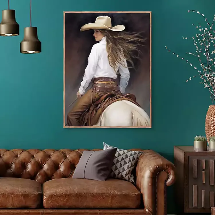 Canvas Art-Kirklands Home Cowgirl Framed Canvas Art Print Brown