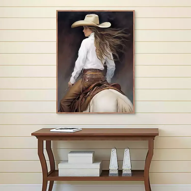Canvas Art-Kirklands Home Cowgirl Framed Canvas Art Print Brown