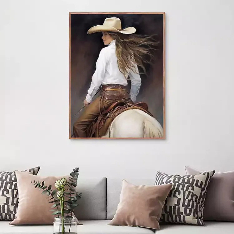 Canvas Art-Kirklands Home Cowgirl Framed Canvas Art Print Brown