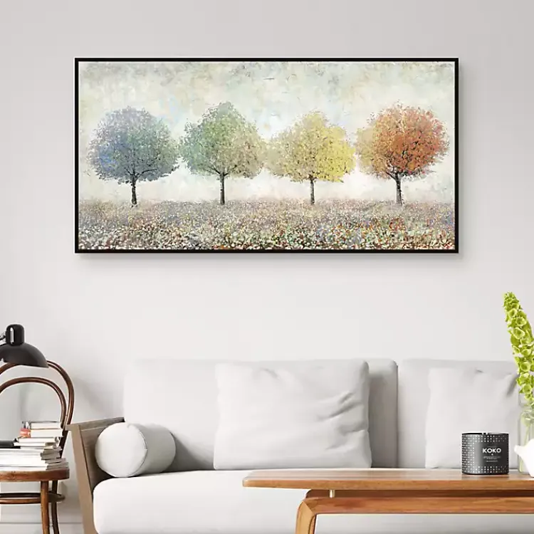Canvas Art-Kirklands Home Transitional Trees Framed Canvas Art Print Multi
