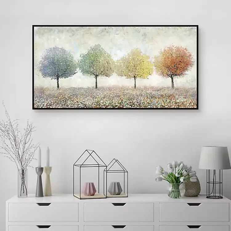 Canvas Art-Kirklands Home Transitional Trees Framed Canvas Art Print Multi