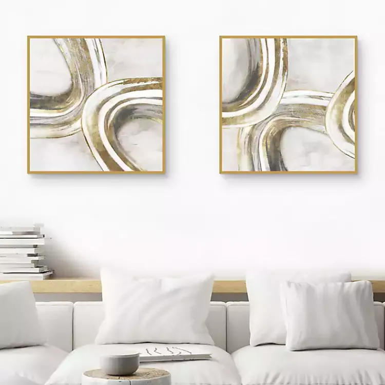 Canvas Art-Kirklands Home Golden Contours Framed Canvas Art Prints, Set of 2