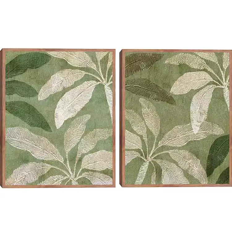 Canvas Art-Kirklands Home Golden Palms Framed Canvas Art Prints, Set of 2