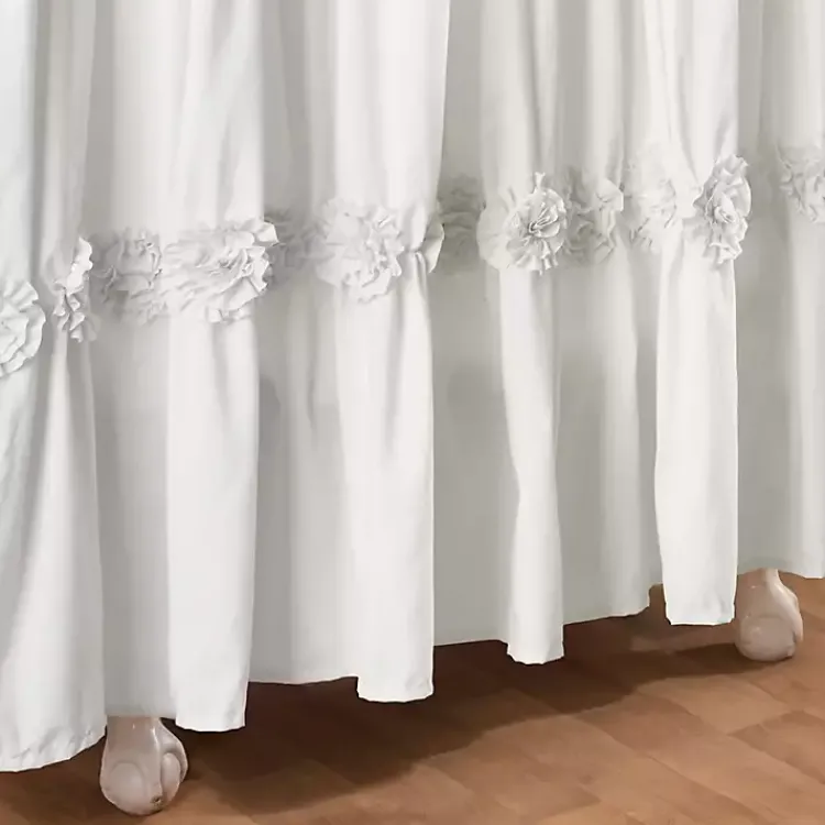 Shower Curtains-Kirklands Home Darla Floral Shower Curtain White