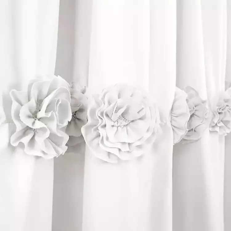 Shower Curtains-Kirklands Home Darla Floral Shower Curtain White