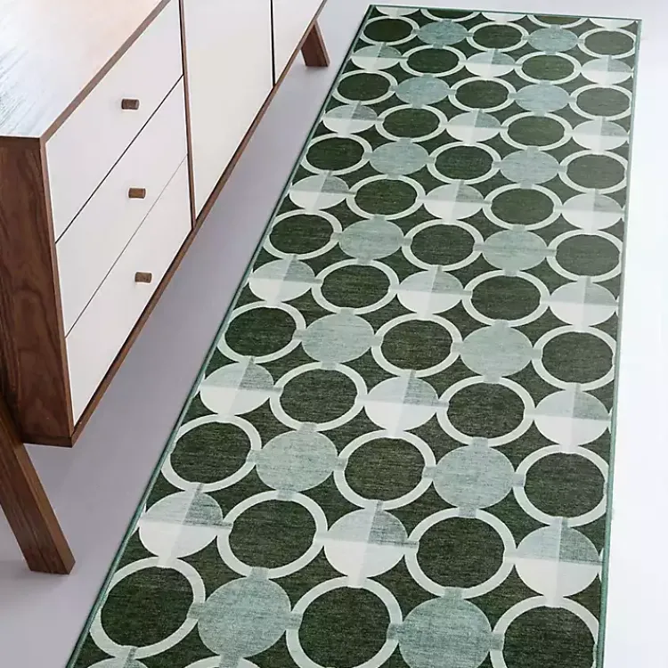 Area Rugs-Kirklands Home Dula Sage Green Washable Runner, 2x7