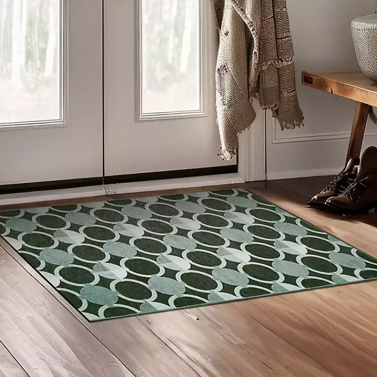 Area Rugs-Kirklands Home Dula Sage Green Washable Area Rug, 3x5