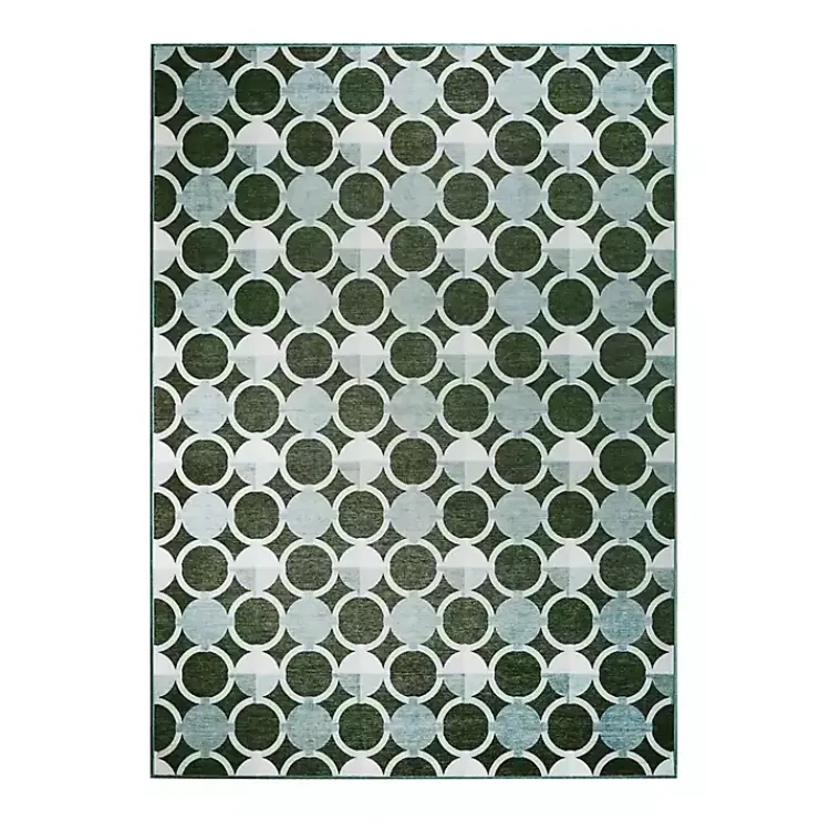 Area Rugs-Kirklands Home Dula Sage Green Washable Area Rug, 5x7