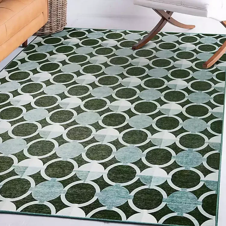 Area Rugs-Kirklands Home Dula Sage Green Washable Area Rug, 5x7