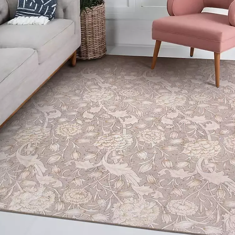 Area Rugs-Kirklands Home Kalini Natural Floral Washable Area Rug, 5x7