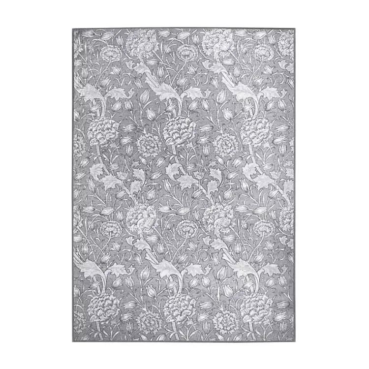 Area Rugs-Kirklands Home Kalini Floral Washable Area Rug, 5x7 Gray