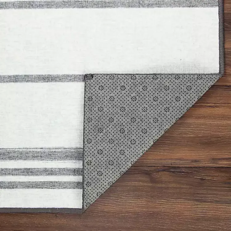 Area Rugs-Kirklands Home Gray and White Stripe Washable Area Rug, 3x5
