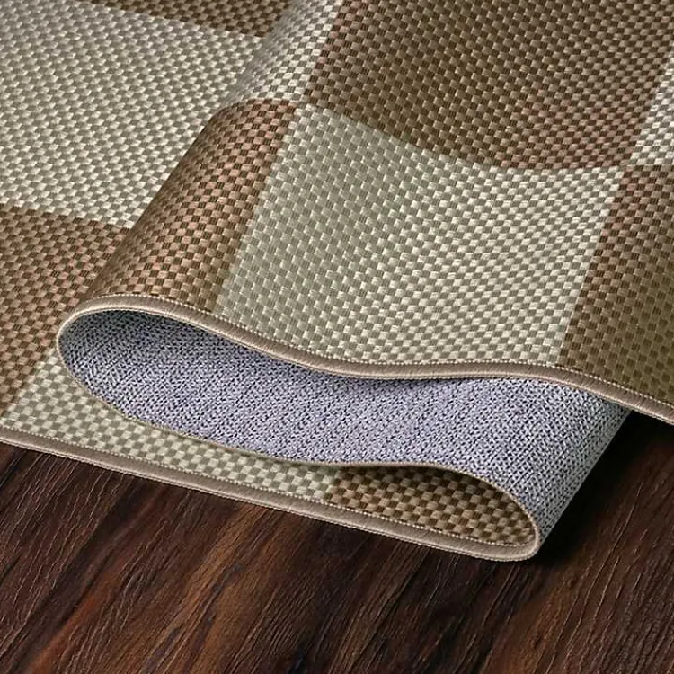 Area Rugs-Kirklands Home Jaya Natural Checkered Washable Area Rug, 5x7