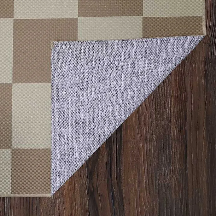Area Rugs-Kirklands Home Jaya Natural Checkered Washable Area Rug, 5x7