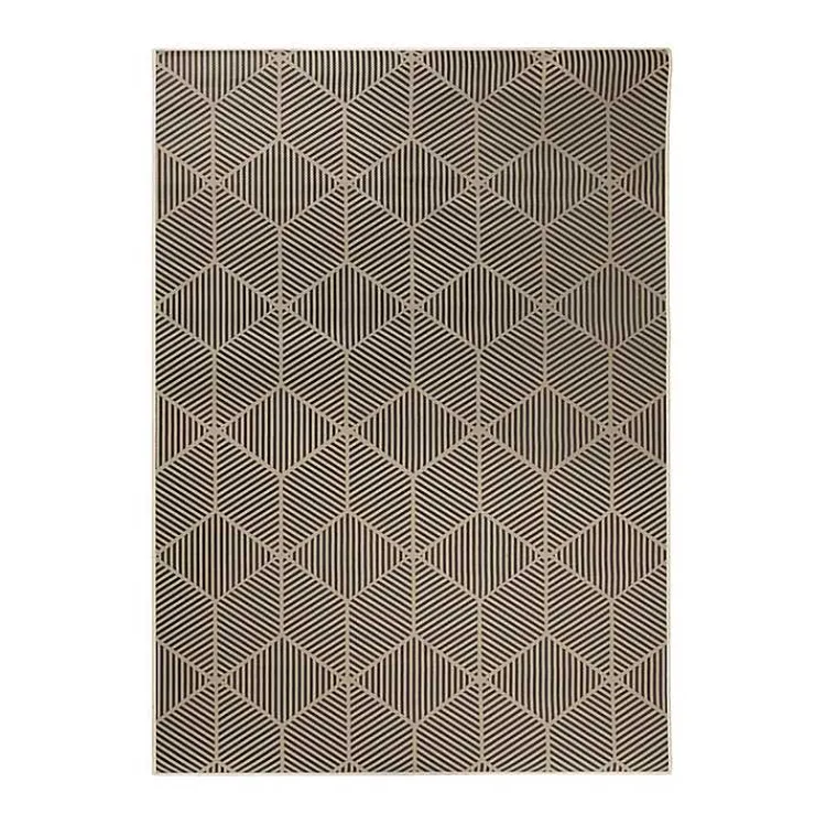 Area Rugs-Kirklands Home Black Geometric Washable Area Rug, 5x7