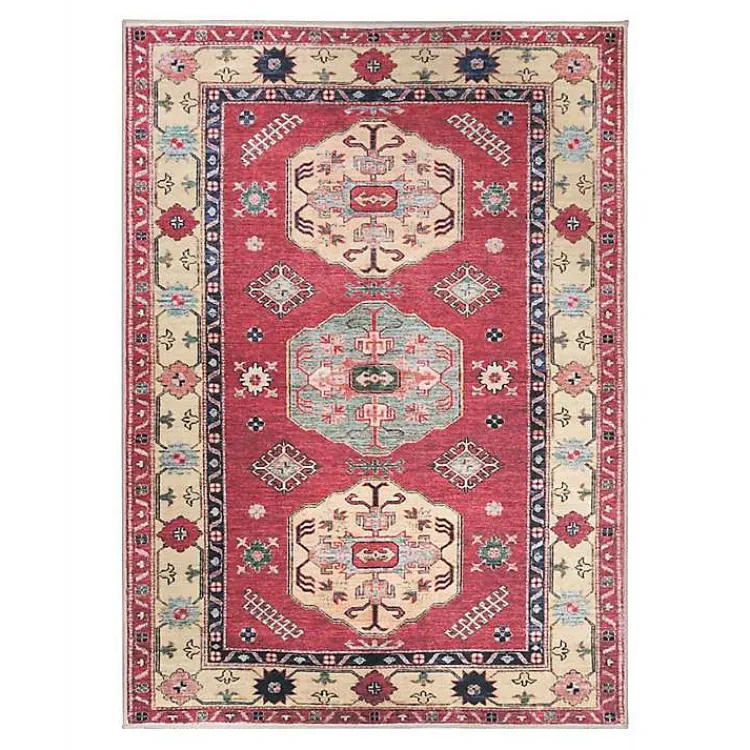 Area Rugs-Kirklands Home Washable Shary Coral Area Rug, 5x7 Pink