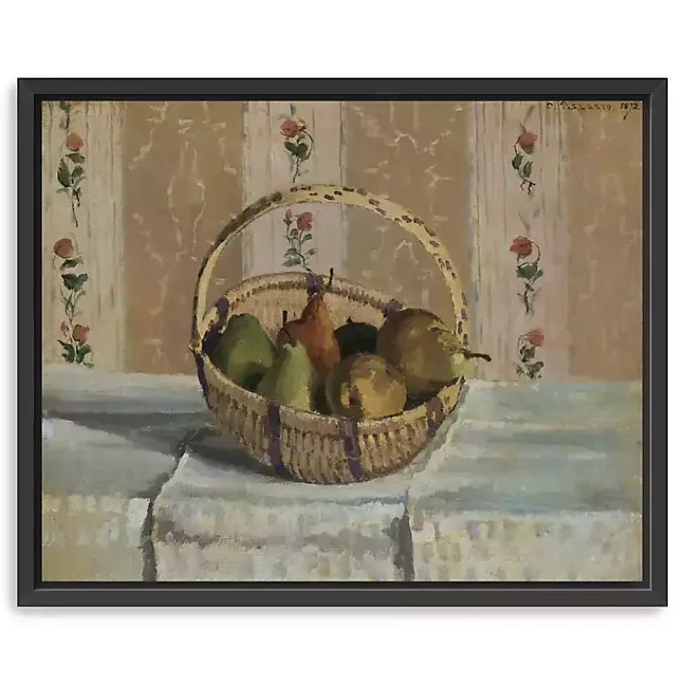 Canvas Art-Kirklands Home Apples and Pears in a Round Basket Framed Print
